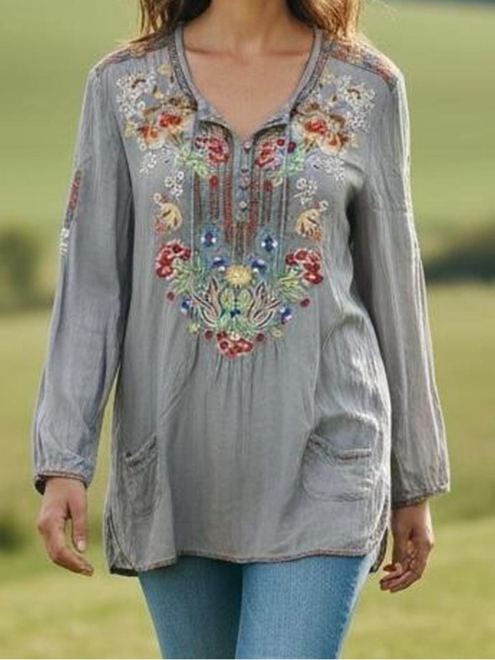 Johnny Was Jessa Tunic Embroidered Blouse